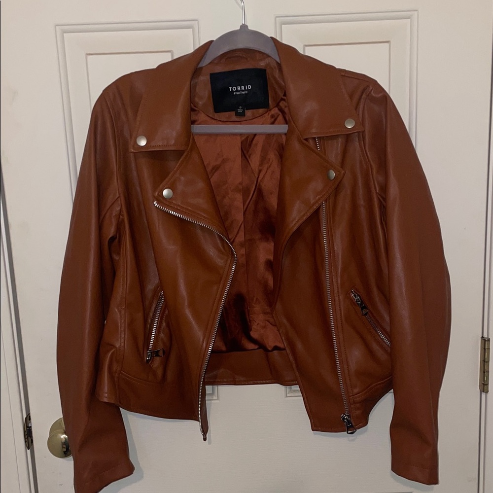 Torrid Women's Tan Leather Jacket - Picture 3 of 3